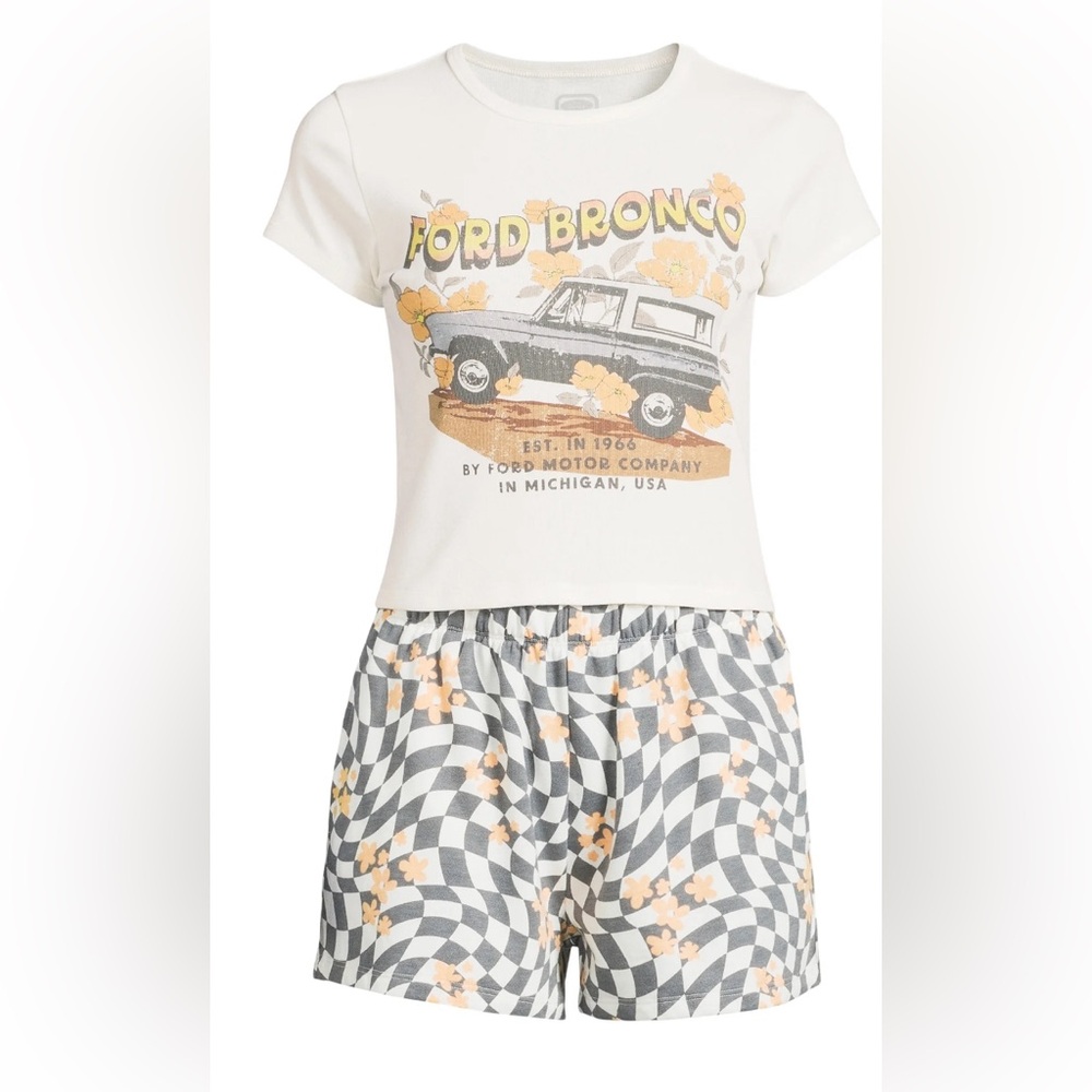 NWT Ford Bronco Juniors’ Graphic Tee and Shorts Lounge Set, 2-Piece